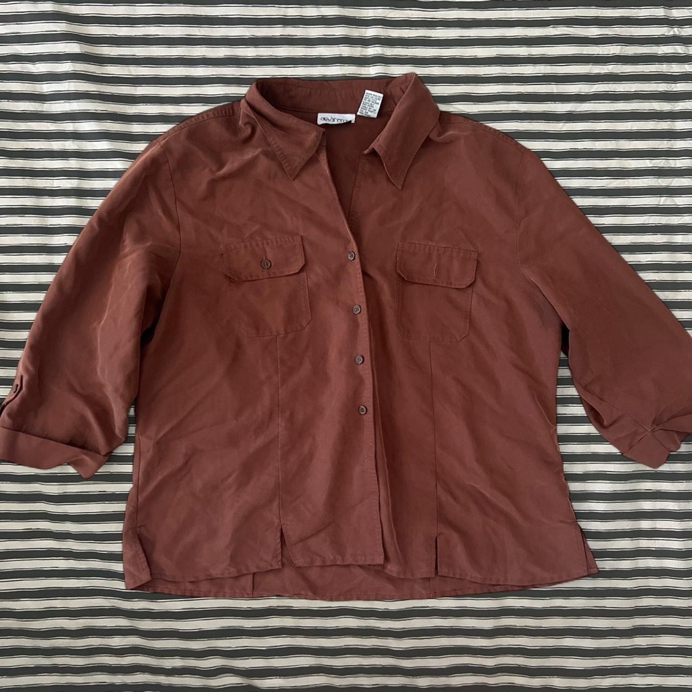 Rust-Brown Button Front Shirt - Relaxed Fit - Picture 3 of 8